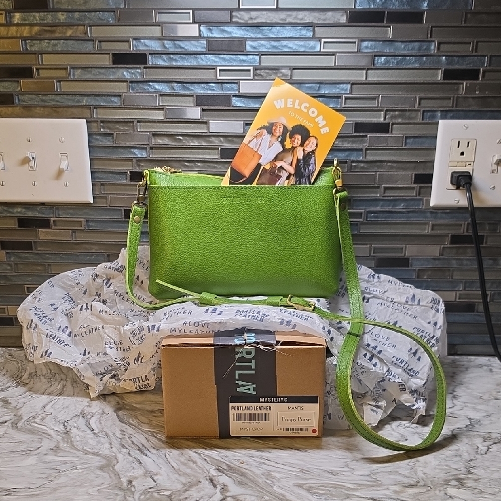 Portland Leather Mystique Bright Green Crossbody Bag